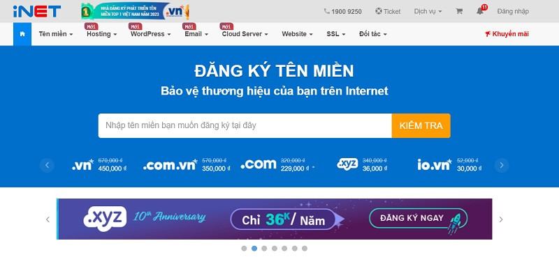 iNET là nhà cung cấp tên miền nổi tiếng ở Việt Nam