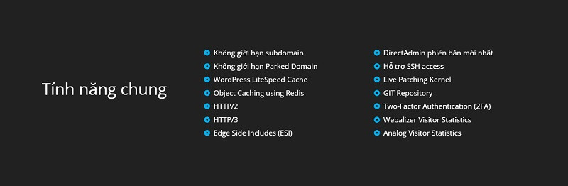 Các tính năng chung của WordPress Hosting từ vHost