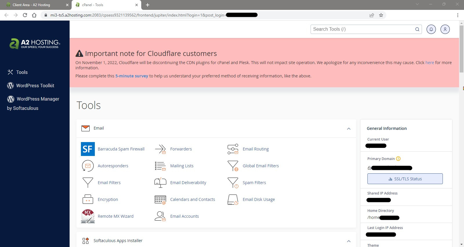 Hệ thống cPanel của A2 Hosting