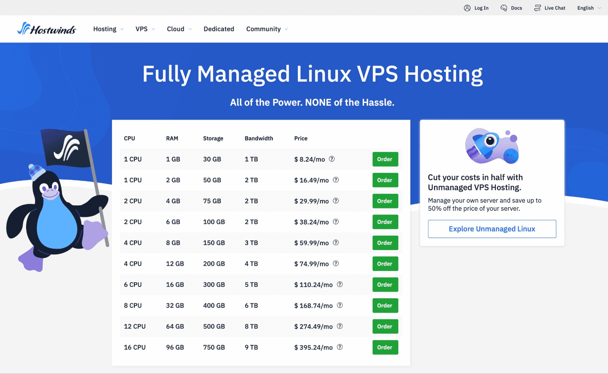 Hostwinds review: tùy chỉnh gói hosting