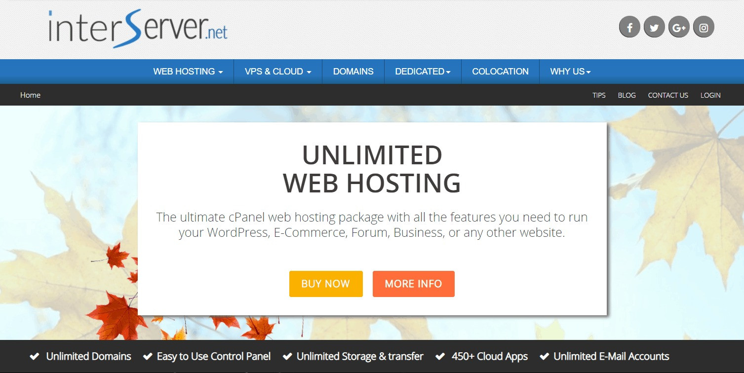 InterServer - Dịch vụ hosting free cPanel với độ ổn định cao