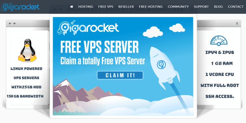 GigaRocket - Hosting miễn phí với nhiều tiện ích