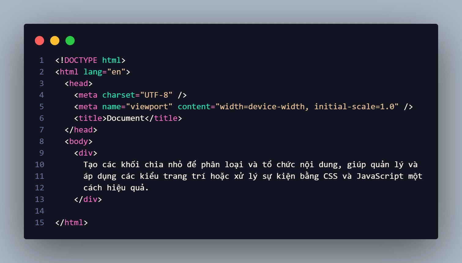 HTML tạo nội dung cho trang web