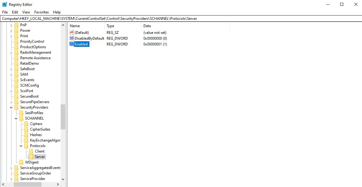 Kích hoạt TLS 1.2 bằng Registry Editor